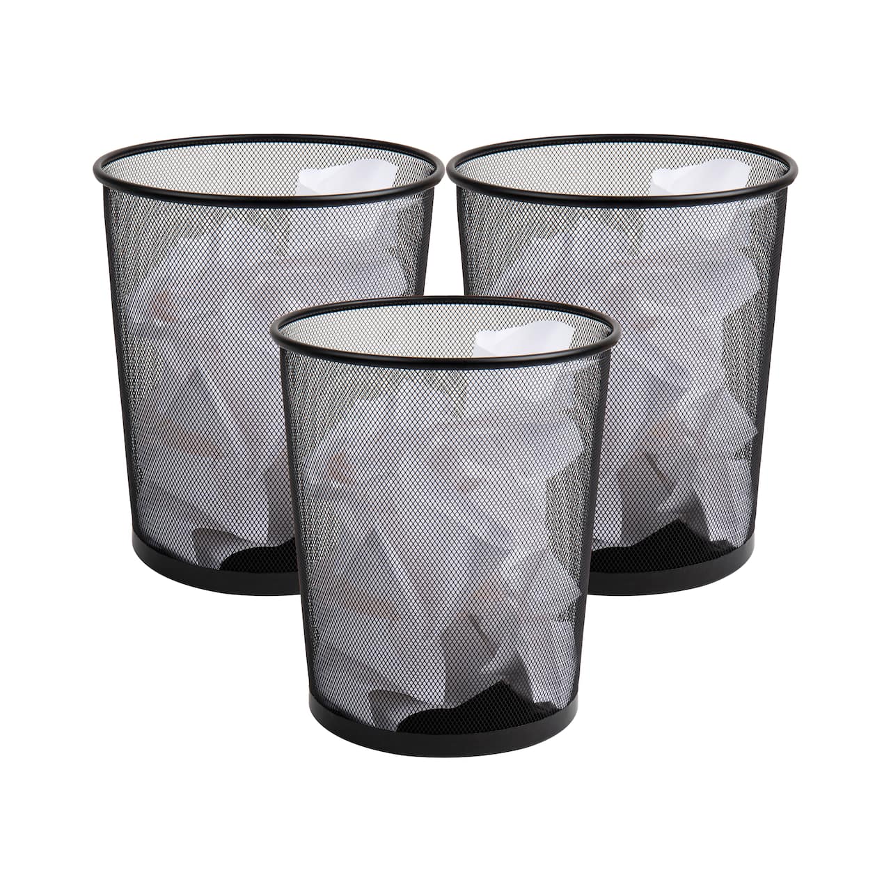Mind Reader 4.5gal. Black Metal Mesh Waste Paper Basket, 3ct.